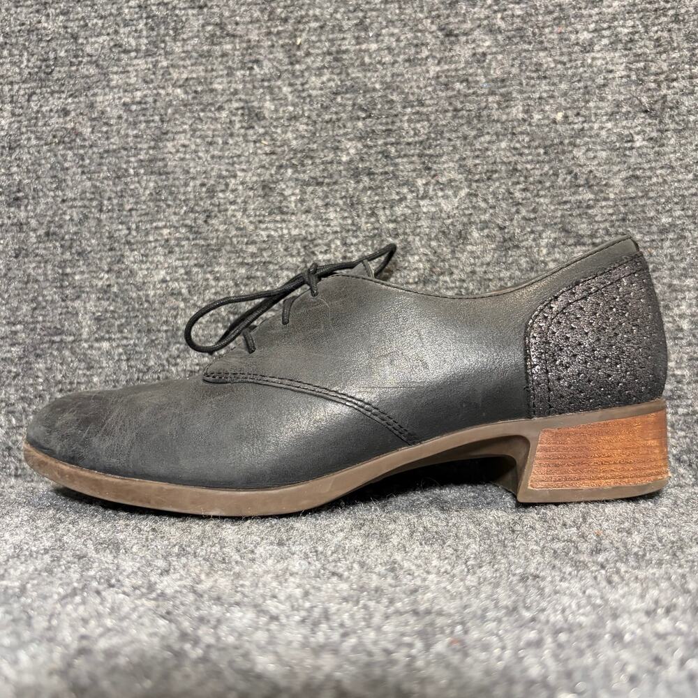 Dansko Womens 8.5 EU 39 Black Leather Lace Up Oxford Block Heel Comfort Shoes